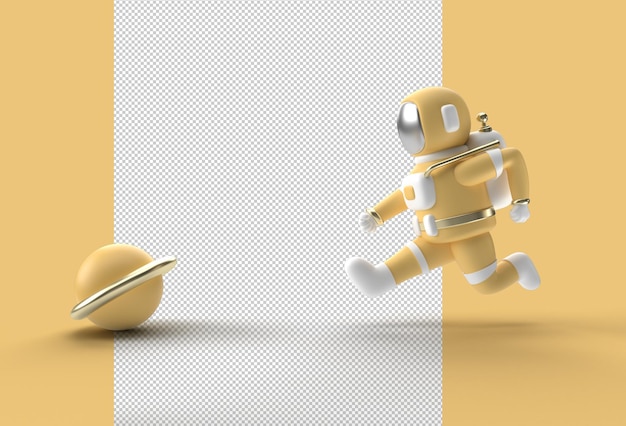 3d render astronaut runing archivo psd transparente.