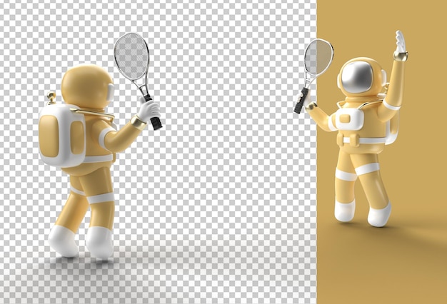 3d, render, astronauta, astronauta, jugar al tenis