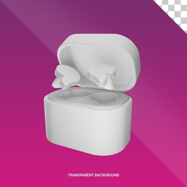 3D render auriculares inalámbricos blancos