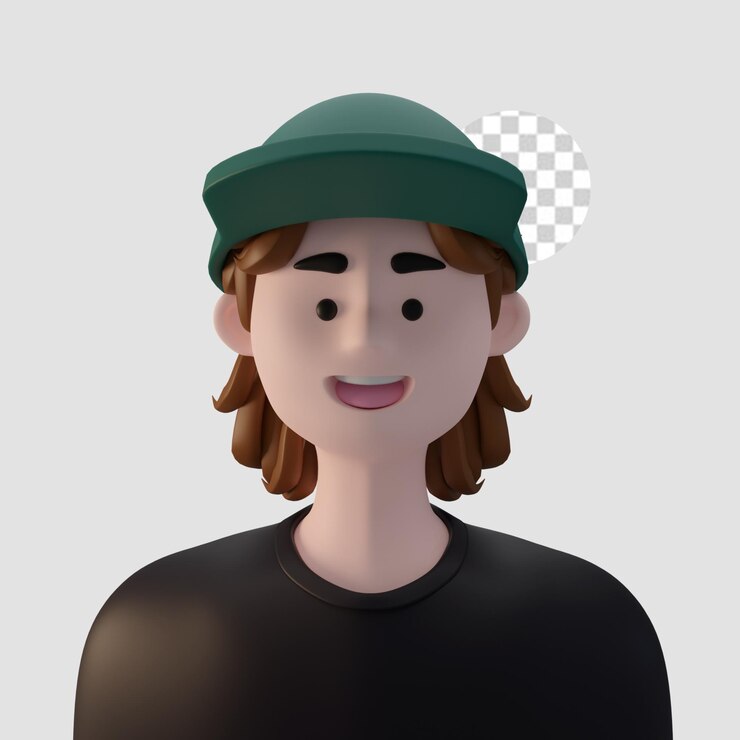 PSD 3d render avatar de dibujos animados aislado