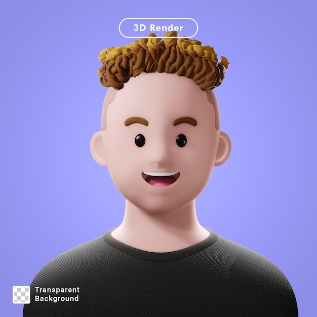 PSD 3d render avatar de dibujos animados aislado