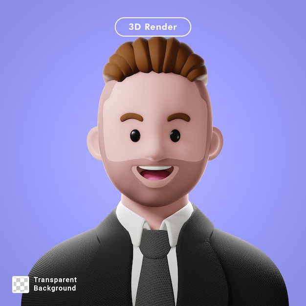 PSD 3d render avatar de dibujos animados aislado