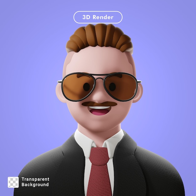 PSD 3d render avatar de dibujos animados aislado