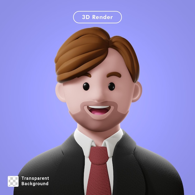 PSD 3d render avatar de dibujos animados aislado