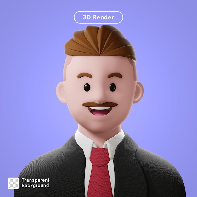 3d render avatar de dibujos animados aislado