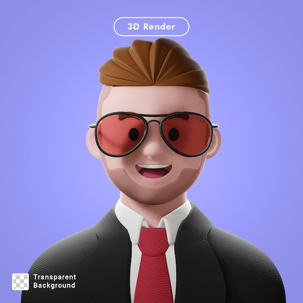 PSD 3d render avatar de dibujos animados aislado