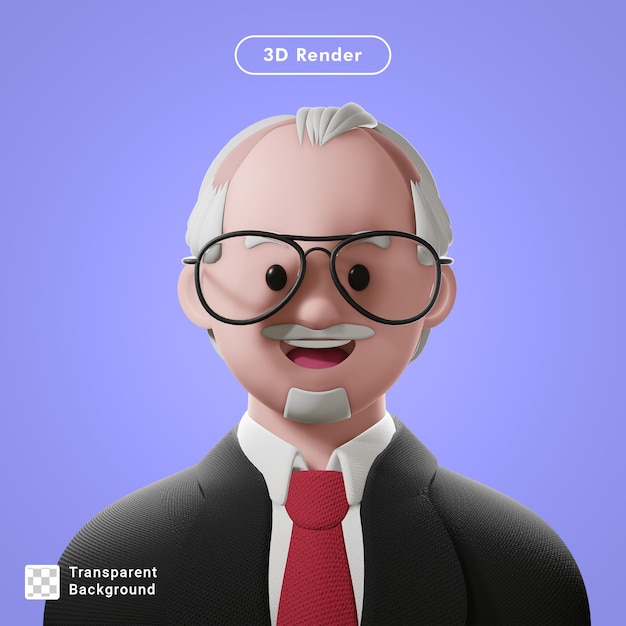 PSD 3d render avatar de dibujos animados aislado