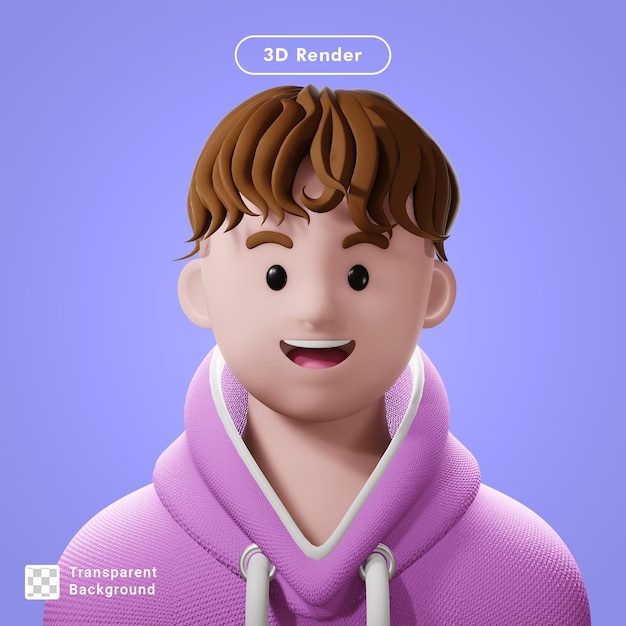 PSD 3d render avatar de dibujos animados aislado