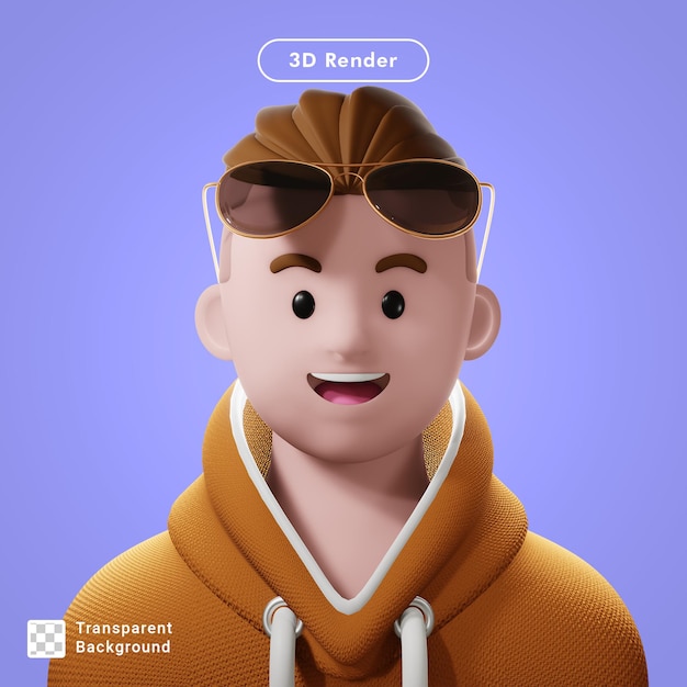 3d render avatar de dibujos animados aislado