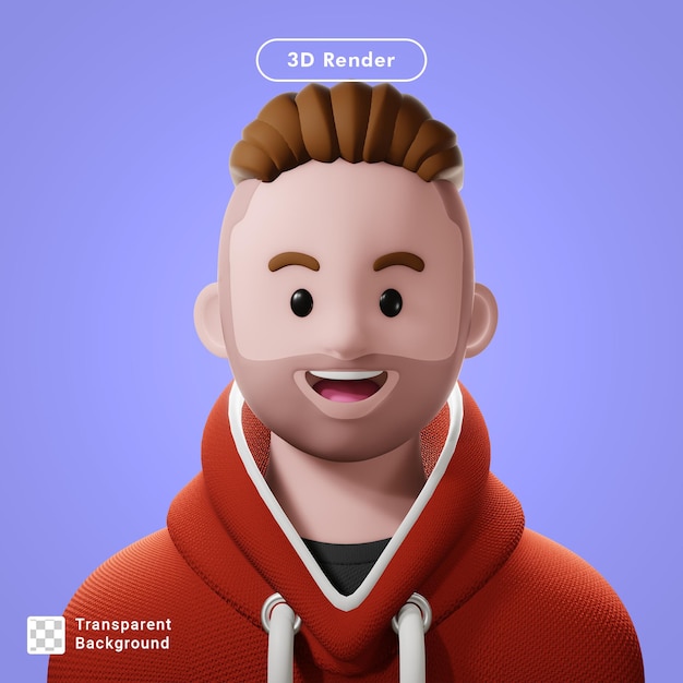 PSD 3d render avatar de dibujos animados aislado