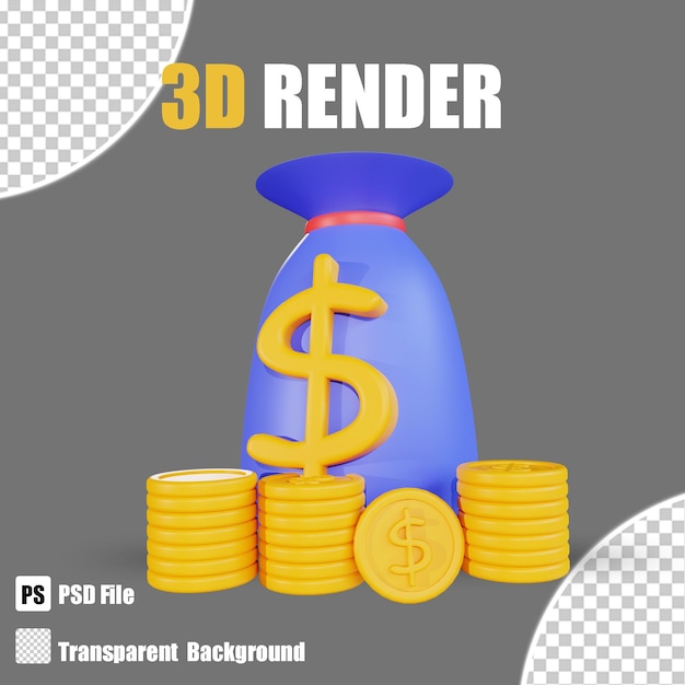 3d render banca e finanças pounch com fundo transparente