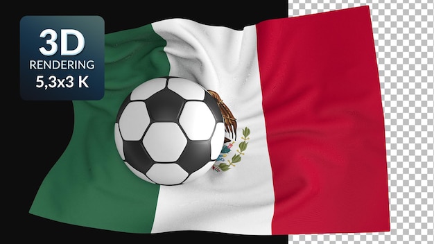 3d render bandera mundial fútbol fútbol