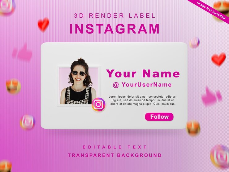 3d render banner icono perfil sígueme en instagram aislado