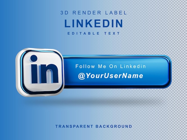 3d-render-banner-symbol folge mir linkedin label isoliert