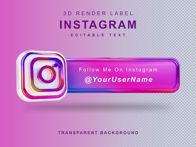 3d-render-banner-symbol folgen sie mir instagram-label isoliert