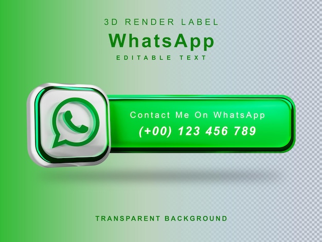 3D-Render-Banner-Symbol Folgen Sie mir WhatsApp-Label isoliert