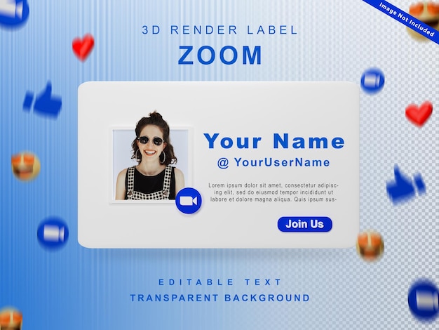 3D-Render-Banner-Symbolprofil Begleiten Sie mich beim Zoomen isoliert