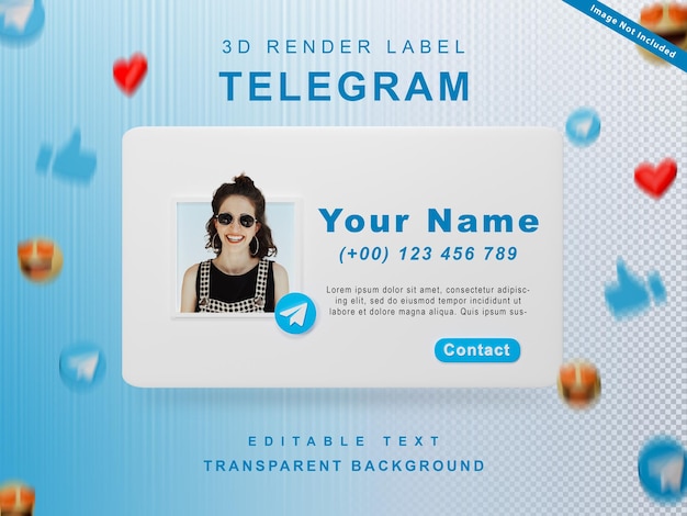 3D-Render-Banner-Symbolprofil kontaktieren Sie mich per Telegramm isoliert