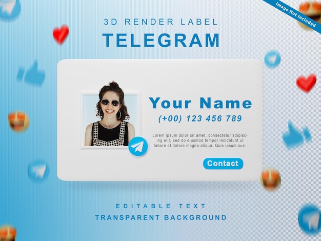 3d-render-banner-symbolprofil kontaktieren sie mich per telegramm isoliert