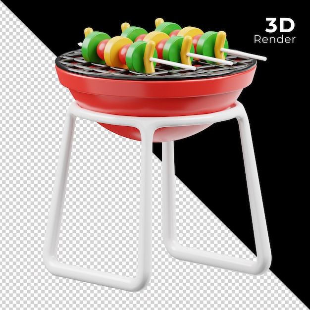 PSD 3d render barbeque para celebrar e festa de aniversário de novos anos