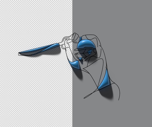 3D Render Batsman Jogando Cricket Design Arquivo Psd Transparente