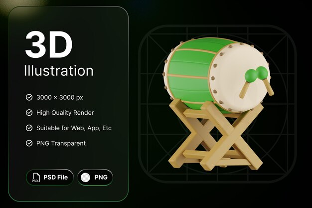 3D Render Bedug Ramadhan Concept Modern Icon Illustrations Design