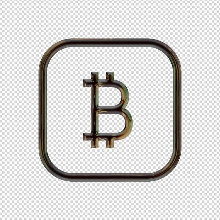 PSD 3d render bitcoin negro brillante