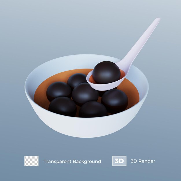 3d render black tangyuan para dongzhi festival