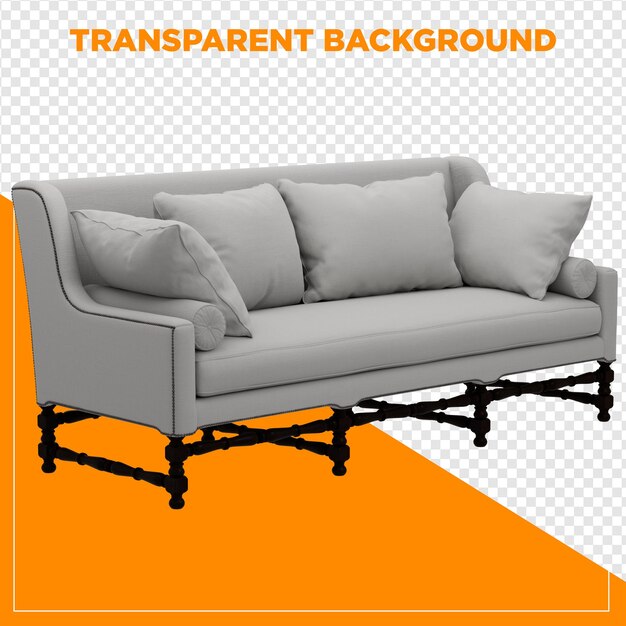 3d render blanco sofá sofá decoración del hogar con transparente