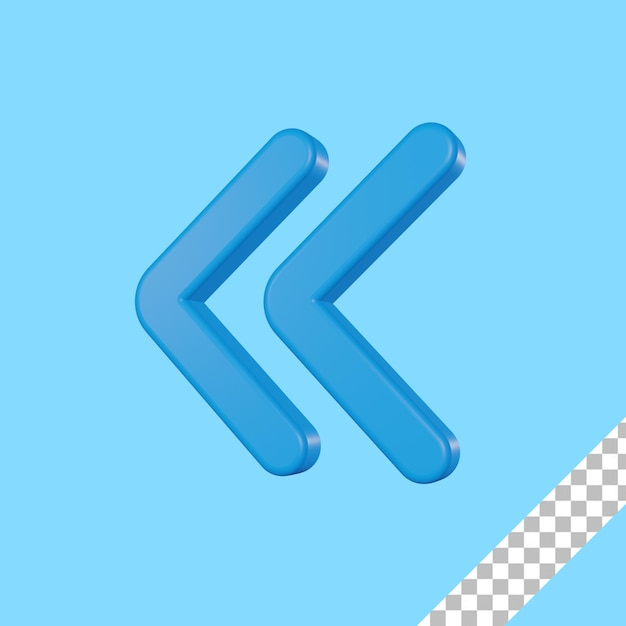 3D Render blauer Pfeil Richtungssymbol mit transparentem Hintergrund