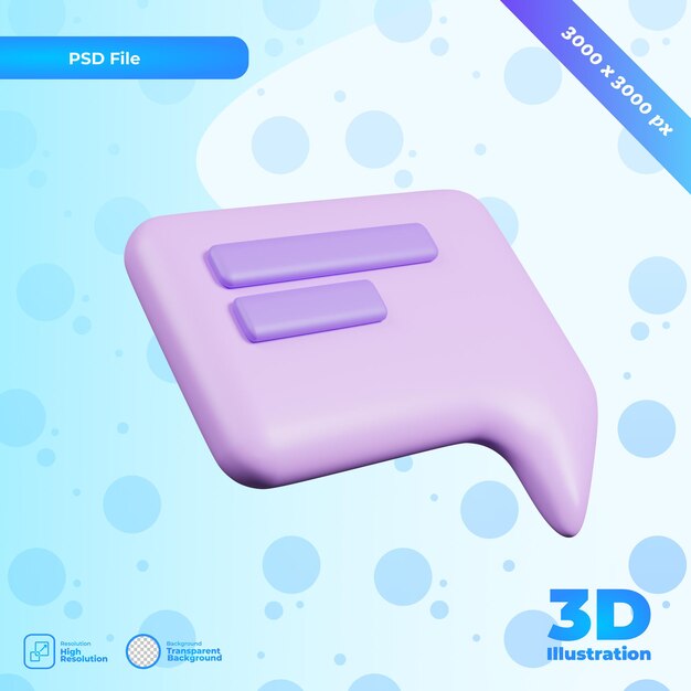 3d render Bolha de bate-papo roxo