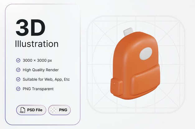 3D Render Bolsa Ángulo Izquierdo Educación Cosas Concepto Moderno Icono Ilustraciones Diseño