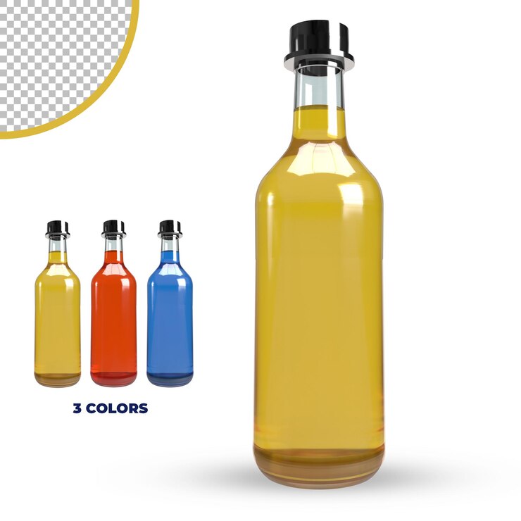 PSD 3d render botella psd premium