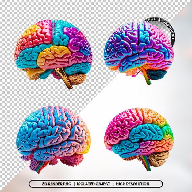 3D Render Brain Neuroscience Element Icon PSD PNG
