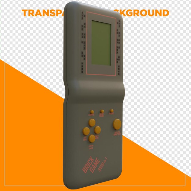 3d render brick game old console with transparent background