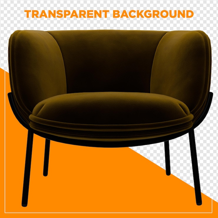 PSD 3d render brown sofá poltrona decoração de cadeira de casa com fundo transparente