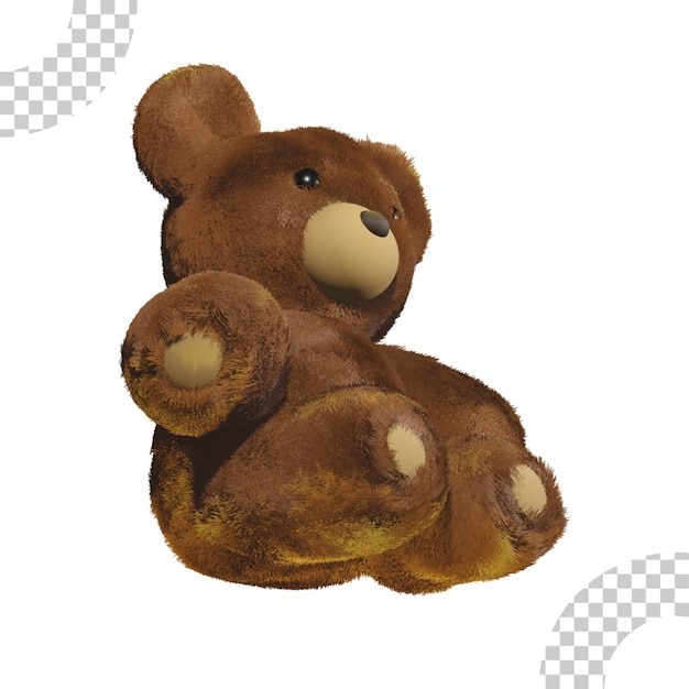 3D Render Brown Teddy Bear Doll Isolato