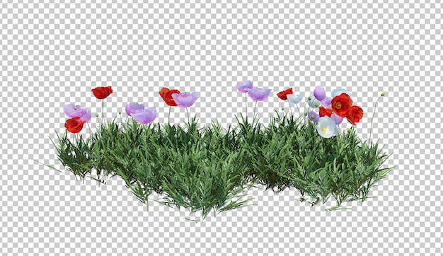 PSD 3d render brush tree aislado en blanco