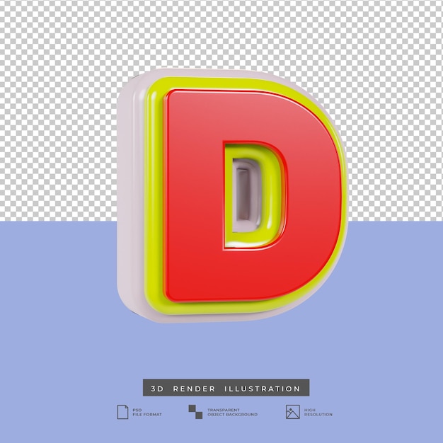 PSD 3d render buchstabe d texteffekt