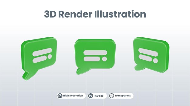 3d render burbujas de discurso globos de chat aislados