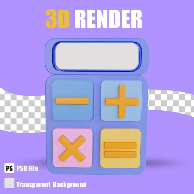 3d render bussines calculator 4 with trasparent background