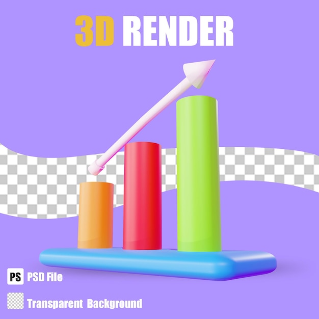 3D render Bussines Icon Kerzendiagramm 6 mit transparentem Hintergrund