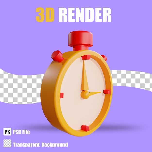 3D render Bussines Icon Stoppuhr mit transparentem Hintergrund