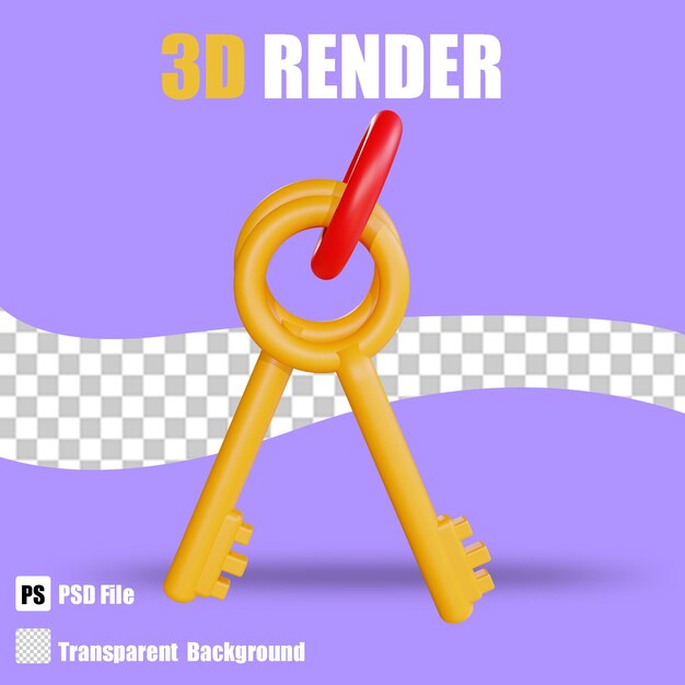 3d Render Bussines Icône Clé 3 Avec Fond Transparent