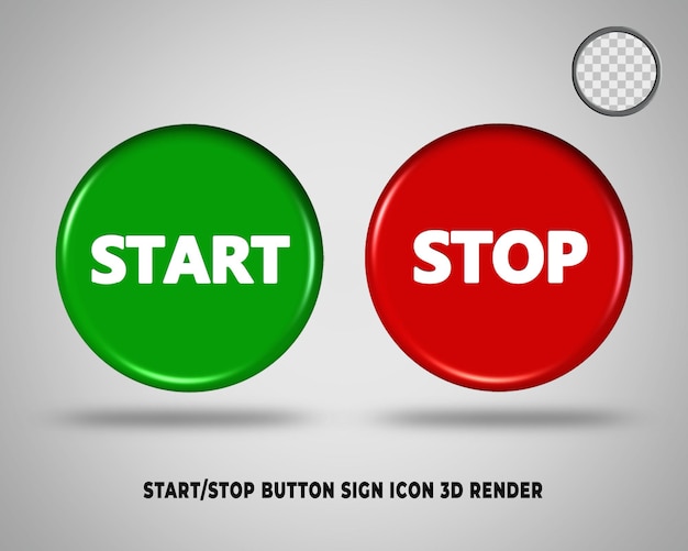 3D render button yes or no sign icon green and red color