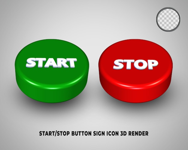 3D render button yes or no sign icon green and red color