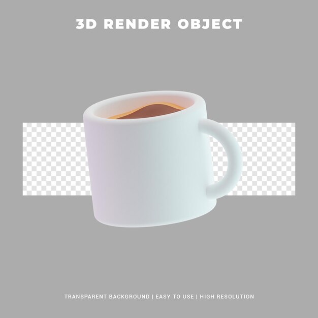 PSD 3d render café en taza icono ilustración