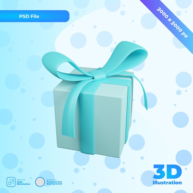 3d render caja de regalo azul