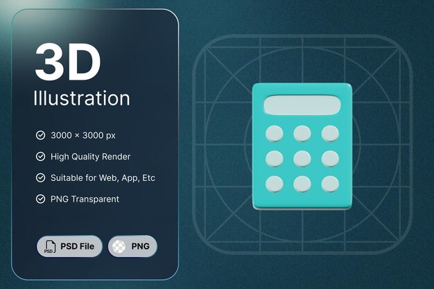 PSD 3d render calculator center view concepto de comercio electrónico icono moderno diseño de ilustraciones