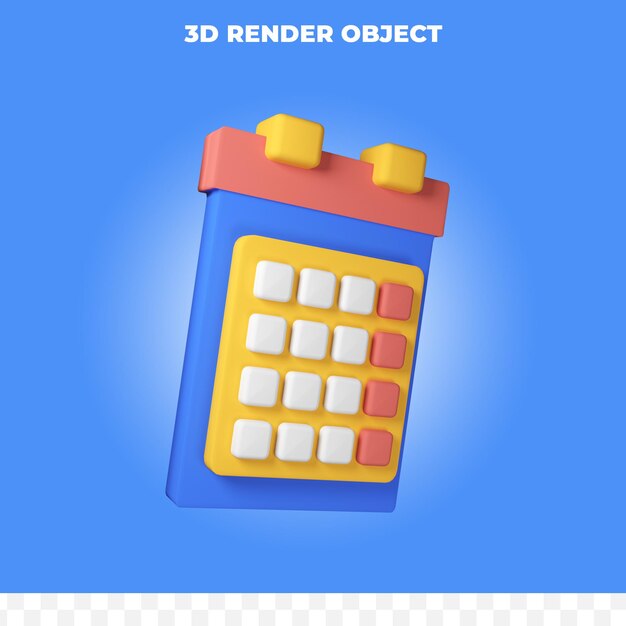 3D render calendário calendário